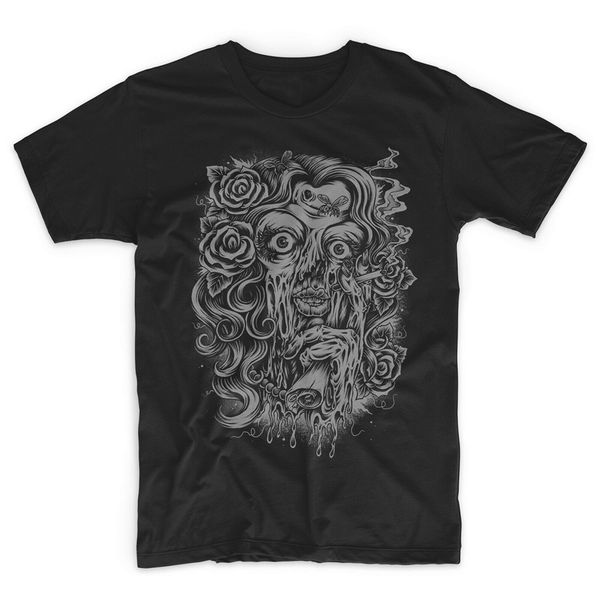 

zombie melting rose face t shirt death grunge heavy metal rock novelty tee shirt