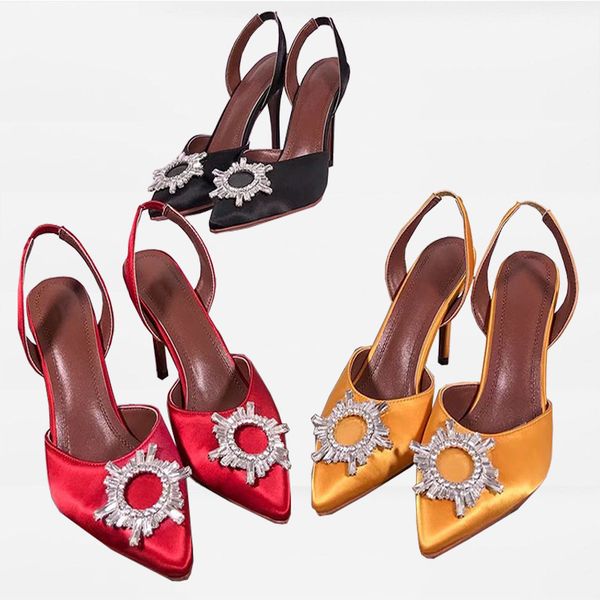 

new cork studded sandals women pointed clear crystal high heel stilettos pumps transparent sandals heels with 35-42 size, Black