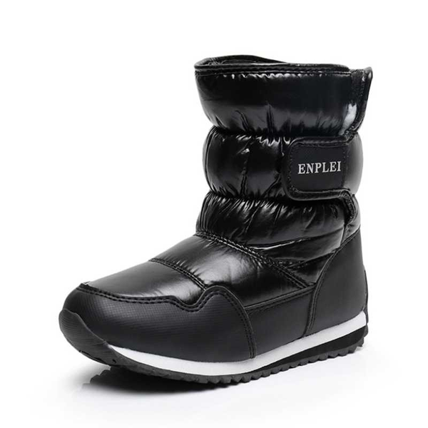 

buckle children' snow boots autumn winter waterproof non-slip wool parent-child autumn winter girls boots cotton shoes, Black;grey