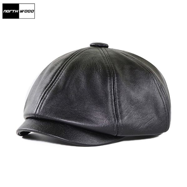 

berets [northwood]pu leather hat for men solid black beret homme bone gorras dad hats peaked, Blue;gray