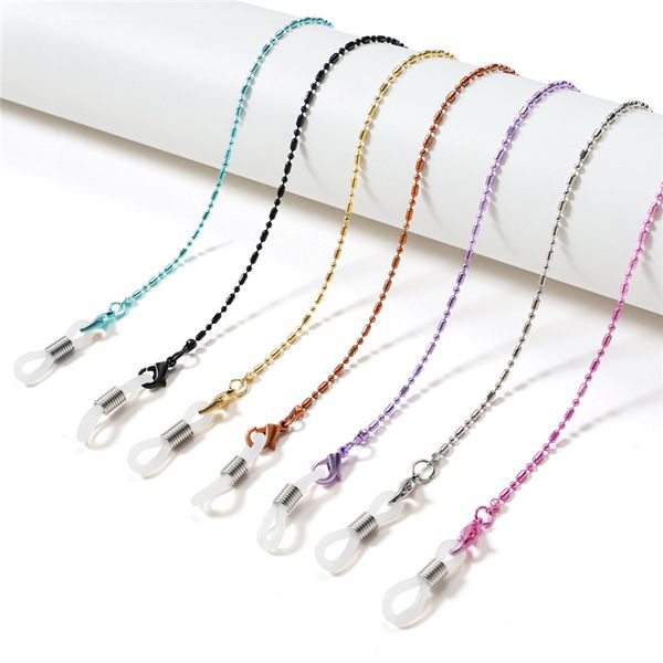 

1 шт ретро металлические бусины очки цепи сплошной цвет бисера чтения очки солнцезащитные очки ремешки аксессуары покрытием, Silver