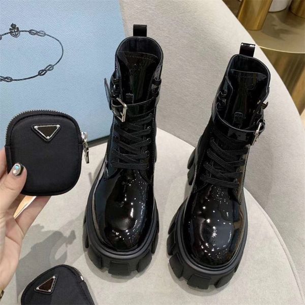 

women rois martin boots military boots inspired combat boots nylon pouch attached to the ankle with strap women shoes, Black