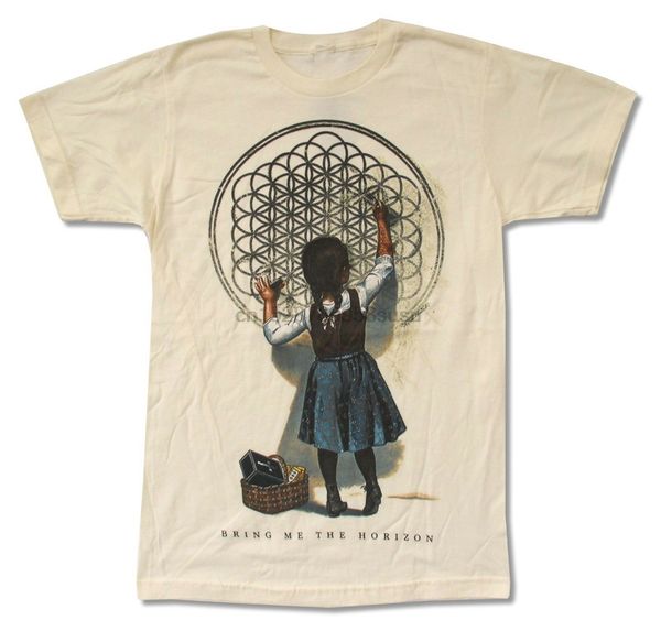 

bring me the horizon school girl image cream t shirt new bmth cool gift personality tee shirt