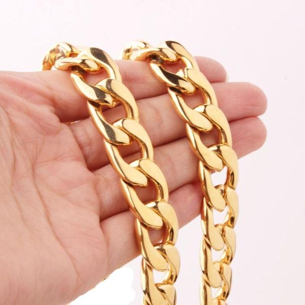 

chains granny chic 13/15/19mm stainless steel necklace men gold color chain link jewelry, Silver