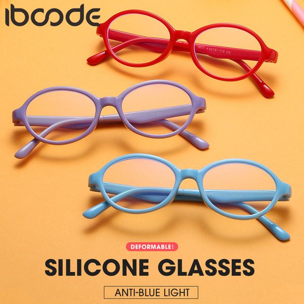 

iboode new kids anti bue rays glasses tr90 boys girls silicone safety eyeglasses gift for children baby eyewear oculos de grau, White;black