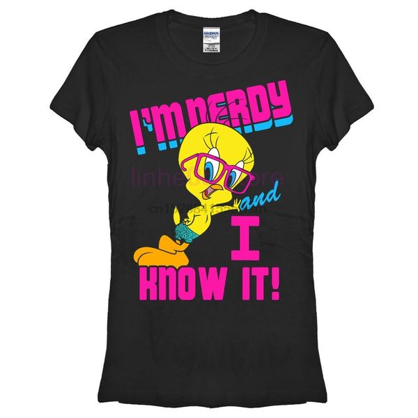 

2020 men lovely style shirt brand looney tunes tweety bird nerdy and i know it juniors graphic t shirt