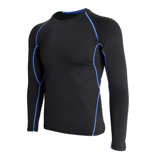

men's compression long sleeves t shirt quick dry jerseys fitness exercise running yoga gym, Black;blue