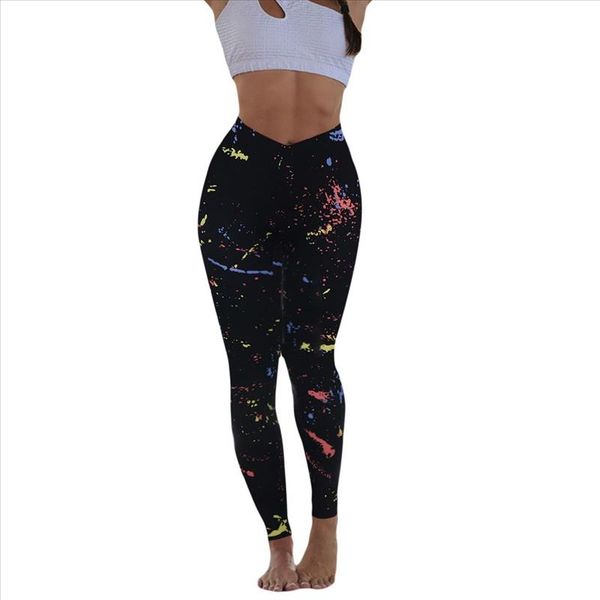 

leggings sport women fitness multicolor print high waist push up hip trousers gothic exercise running jeggings pants 30, Black