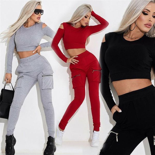 

fashion casual womens tracksuits summer women designer tracksuits raglan sleeves 3d big pockets two piece outfits, Gray