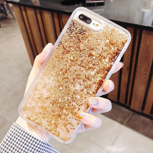 

glittering liquid quicksand case for iphone 6 6s 7 plus x cover transparent gold silver for phone x xs xr xsmax soft tpu coque