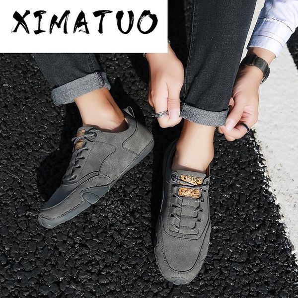 

casual shoes men first layer pig leather flats shoes male fashion loafers lazy driving footwear men's pea soft shoe, Black