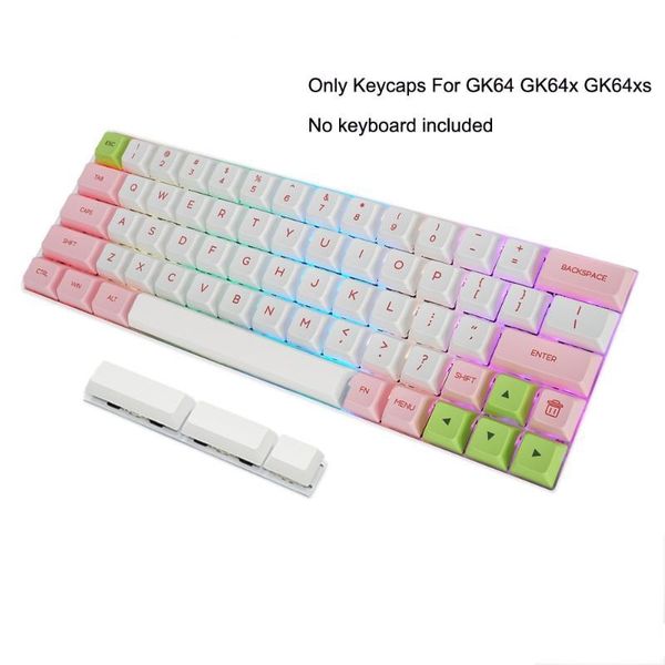 

64 ansi dye sub pink white gray white keyset pbt keycap for mx switches 64 keyboard gk64 gk64x gk64xs dz60 (only keycap