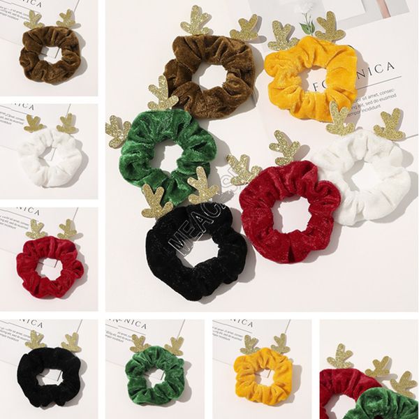 

new elk flannel hair rope christmas women scrunchies hair tie elastic hair ring designers ponytail holder stretchy girls hairbands d91701, Black;white