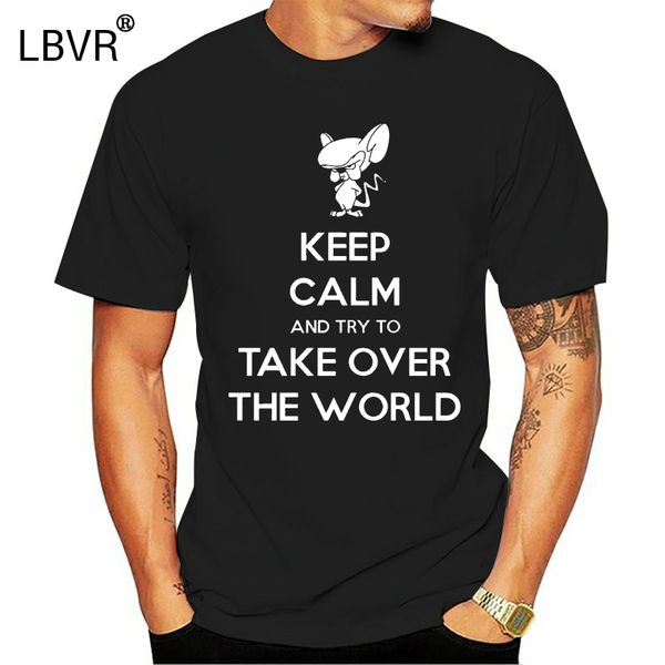 

keep calm и попытаться захватить весь мир - pinky мозг черная футболка s-3xl
