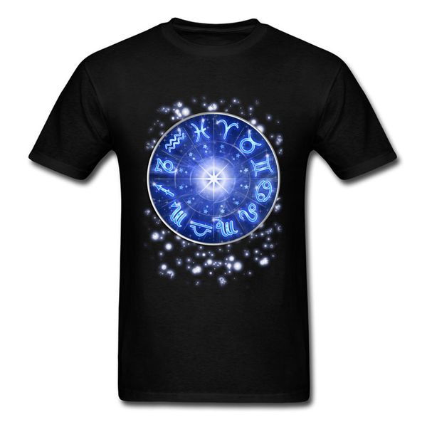 

zodiac signs blue galaxy circle 100% cotton shirts for men 3d printed t shirts new design crewneck sweatshirts short sleeve