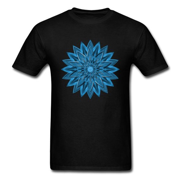 

trendy blue mandala design male t-shirt men short sleeve black tee shirt family custom cotton fabric geometric flower