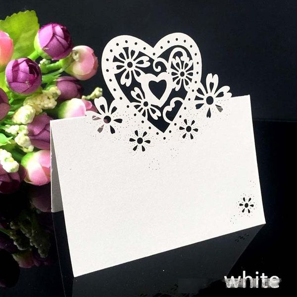 

10pcs love heart wedding invitations paper hollow wedding party favors laser cut table cards name tag seats card