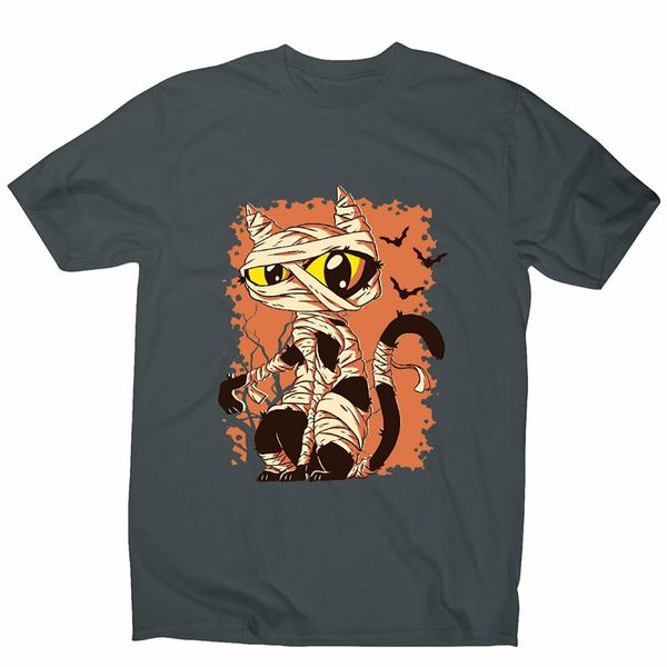 

mummy cat funny halloween cartoon men's t-shirt fashion classic tee shirt