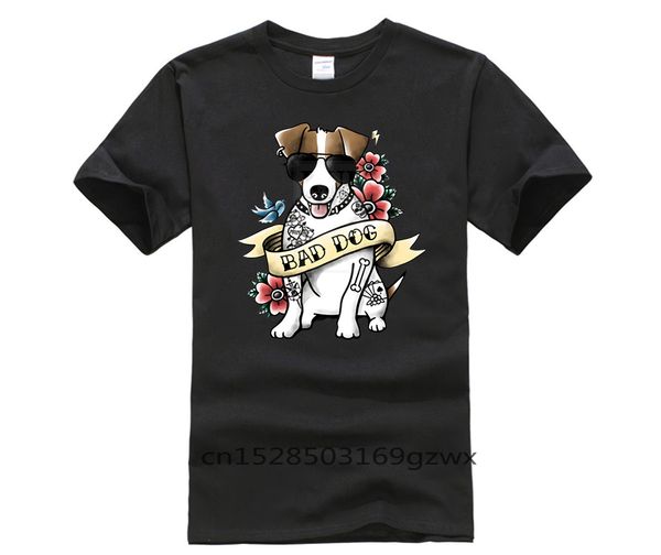

men's t shirt cartoon fun charming floral pattern jack russell men terrier badass tattoo cute pet bad dog personality t shirt