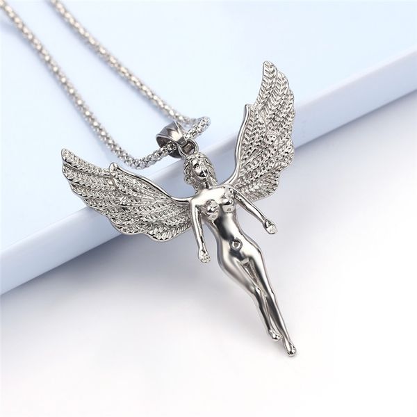 

charm silver color angel necklace symbolize om pendant chain necklace for women men jewelry