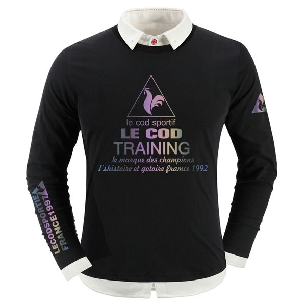 

французский петух свитер мужской шею осень новый свободные спортивный случайный пуловер топ с длинным рукавом тонких плюсов модных, Black