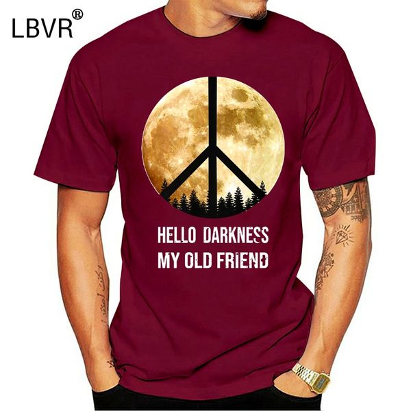 

hello darkness my old friend луна и знак мира черный, navy t-shirt s-3xl классический уникальный tee shirt