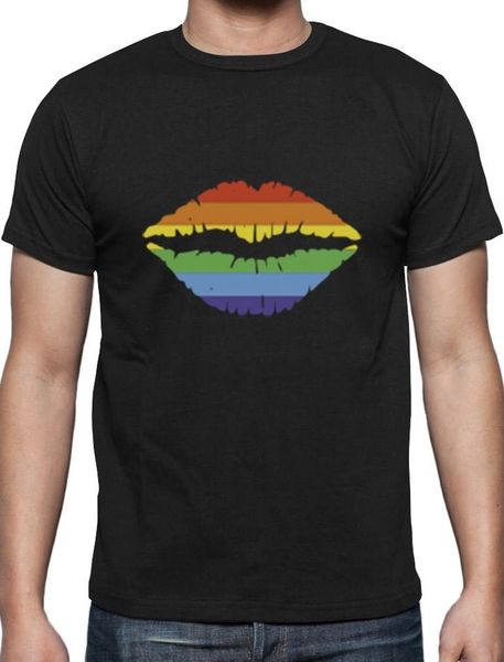 

2019 fashion summer style gay pride rainbow lips graphic print love no limits t-shirt equality symbol tee shirt