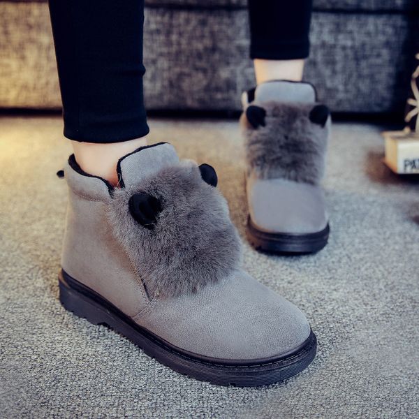 

fevral new winter woman boot fur warm plush snow boots rubber platform ankle boot punk ladies casual shoes botas mujer, Black