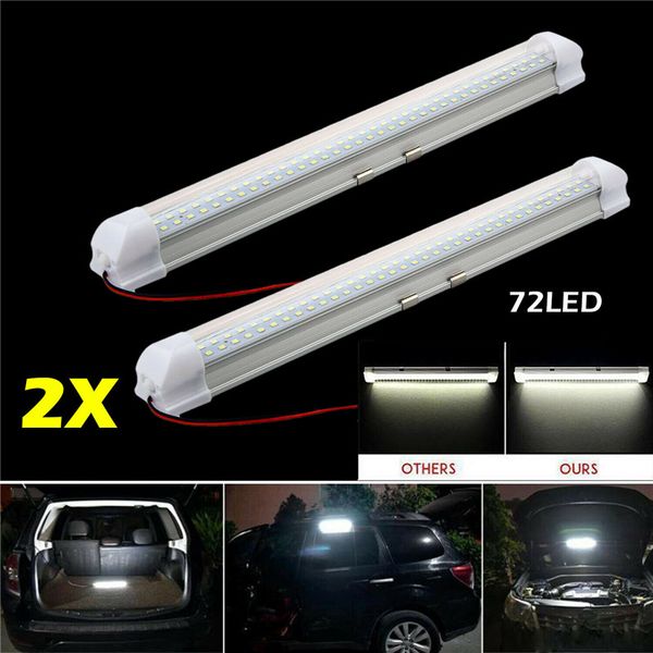 

2pcs 72 led car interior white strip light 3.5w truck car boat emergency camping light interior led compartment lights