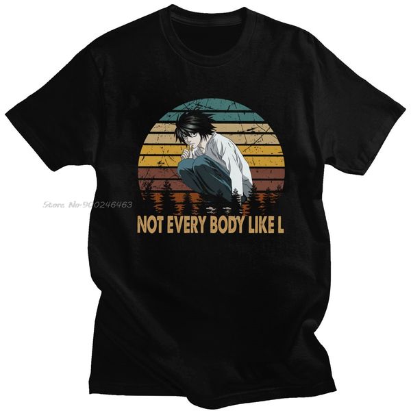 

vintage l death note t shirt men's short sleeve cotton t-shirt crew neck leisure manga anime light yagami tee gift