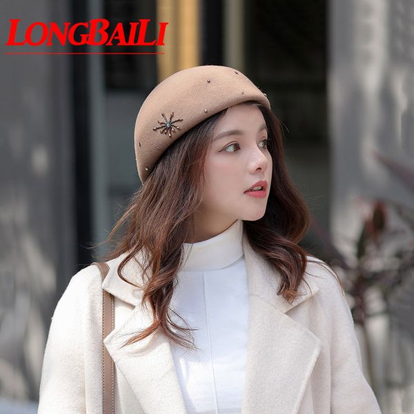 

berets longbaili winter fashion women wool felt beret caps pwsv029, Blue;gray