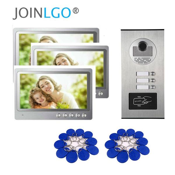 

video door phones 9" color screen phone intercom doorbell home security system for 2 / 3 4 6 apartment electric lock