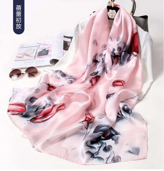 

scarves silk scarf women's all-match pleated shawl, Blue;gray