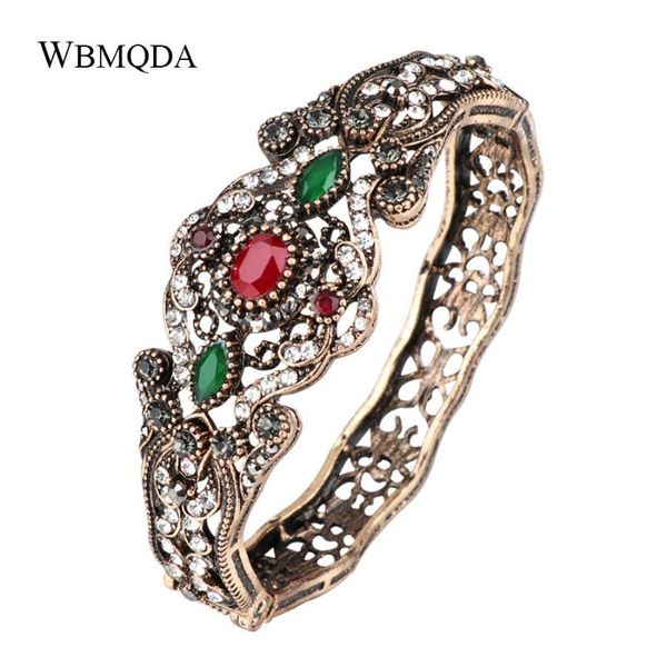 

vintage bangles antique gold crystal big bracelets for women bohemian wedding accessories turkish jewelery, Black