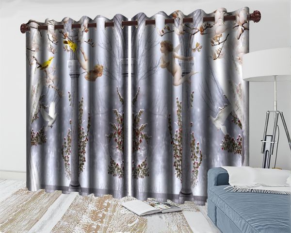 

3d curtain bedroom modern beautiuful window curtain european-style arch small angel 3d character dh interior decoration curtain