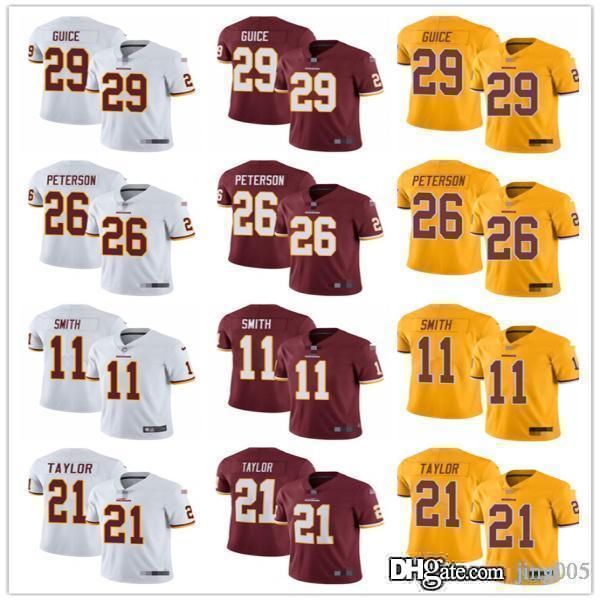 

mens womens youth washington redskins 29 derrius guice 26 adrian peterson 21 sean taylor 11 alex smith custom football jerseys, Black;red