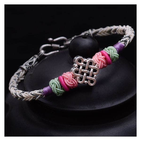 

fashion vintage tibetan silver ethnic style woven bracelet antique ladies jewelry safe eight strands hand rope sale, Golden;silver