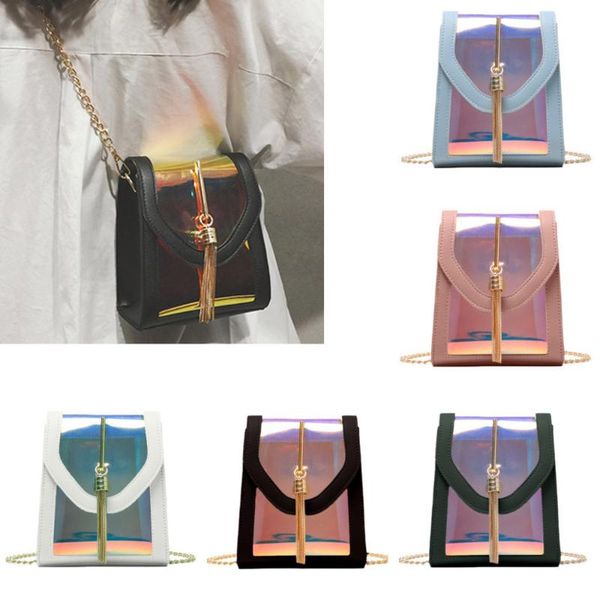 

fashion ladies bag contrast color diagonal tassel shoulder bag chain mini horizontal square dropship y506
