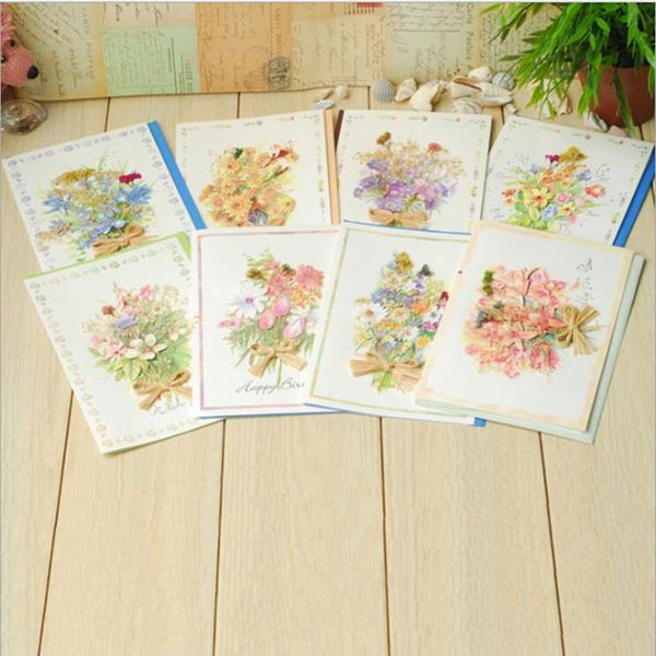 

3d dried flower wedding papers greeting invitation cards for valentine' day christmas birthday party decoration crafts gift