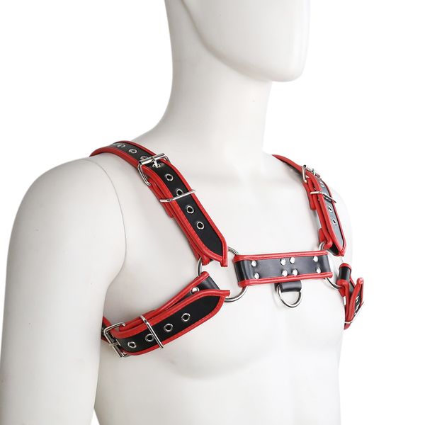 

studded leather chest strap body harness clubwear nightwear men's lingerie, Black
