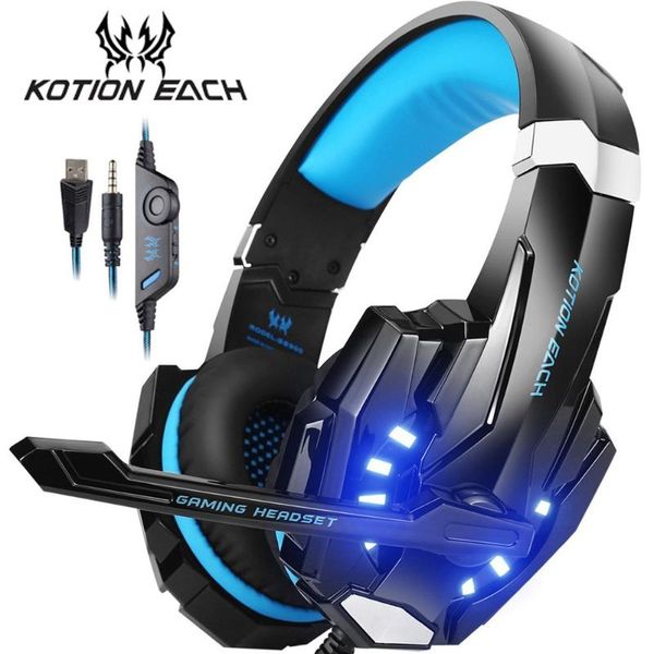 

kotion each stereo gaming headset casque deep bass over ear headphones with noise cancelling mic led light for xbox one pc