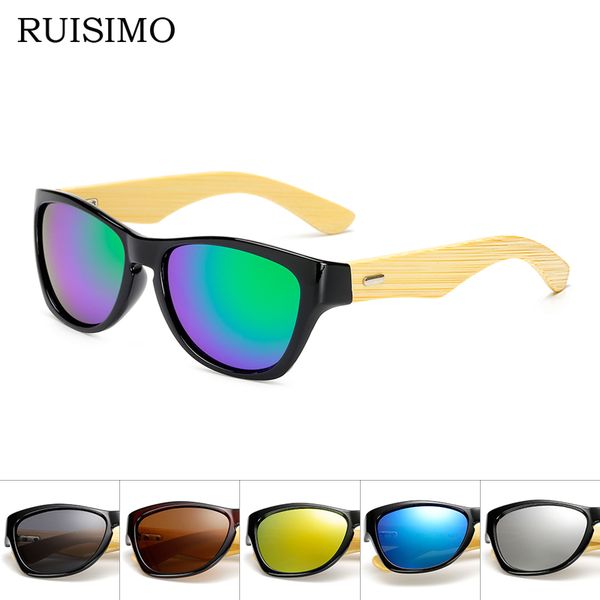

original wooden bamboo sunglasses men women mirrored uv400 sun glasses real wood shades gold blue outdoor goggles sunglases male, White;black
