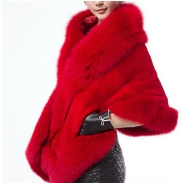 

зимние кожаные grass fox fur норки меха кролика пончо мыс свадебное платье шаль мыс женщины жилет шуба, Black