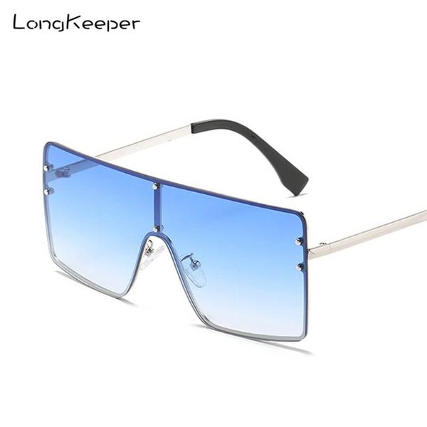 

sunglasses rimless oversize square women's men brand design metal frame gradient uv400 sun glasses for female shield shades, White;black