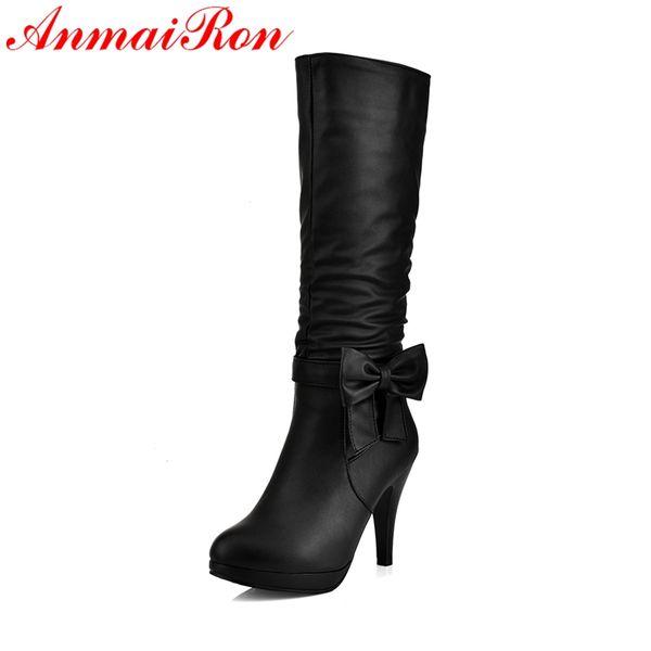 

anmairon high heels boots women knee boots female shoes woman fashion winter women size33-43 ly035, Black