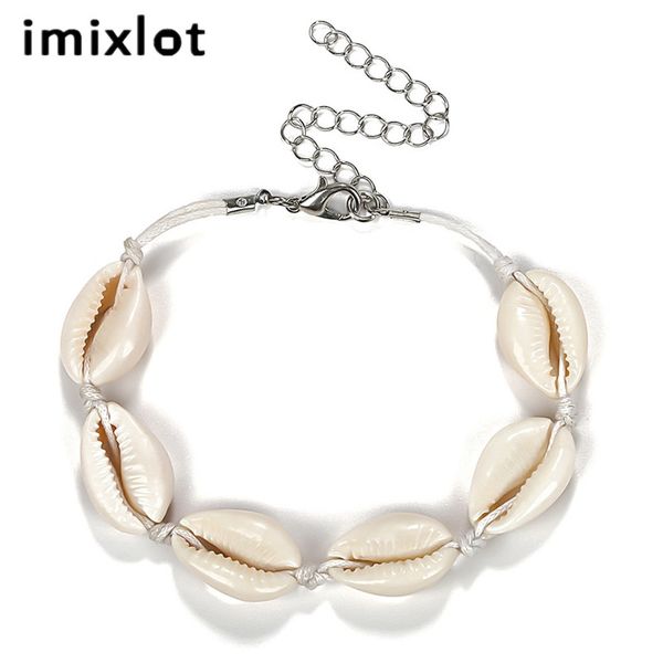 

bangle imixlot personality creative hawaiian style casual jewelry natural shell hand-woven bracelet bangles for women gifts, Black
