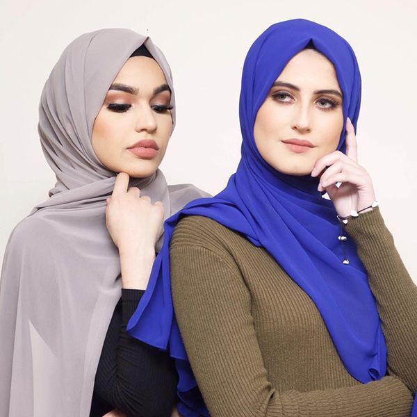 

2020 fashion plain bubble chiffon hijab shawl scarf solid color long shawls and wraps muslim hijabs scarves foulard femme for women 6qu7, Blue;gray