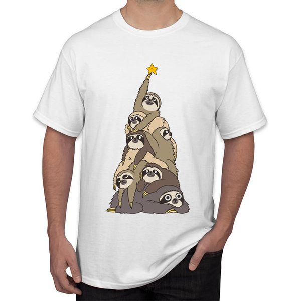 

teehub 2019 new fashion christmas tree sloths pug french bulldog print men t-shirt hipster tee short sleeve o-neck casual