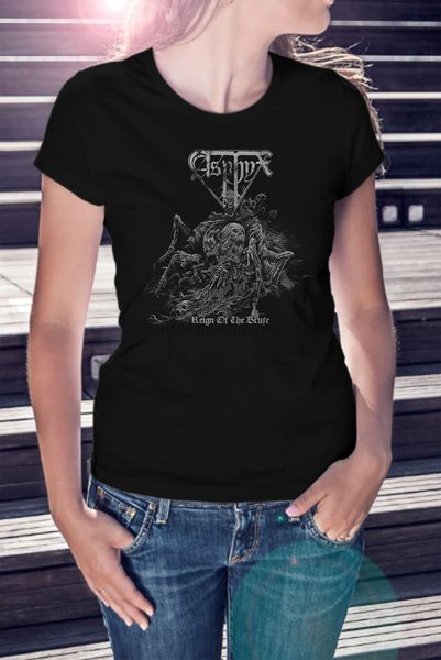 

asphyx women lady black t-shirt death metal tee shirt reign of the brute