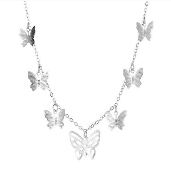 

chokers exquisite butterfly pendant short necklace for ladies, Golden;silver